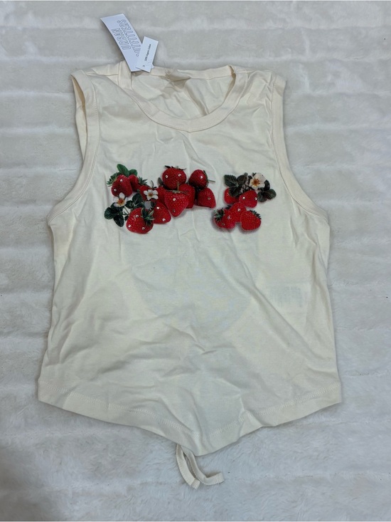 Urban Outfitters Tops - Urban outfitters Tank Top with Red Strawberry Appliqué
